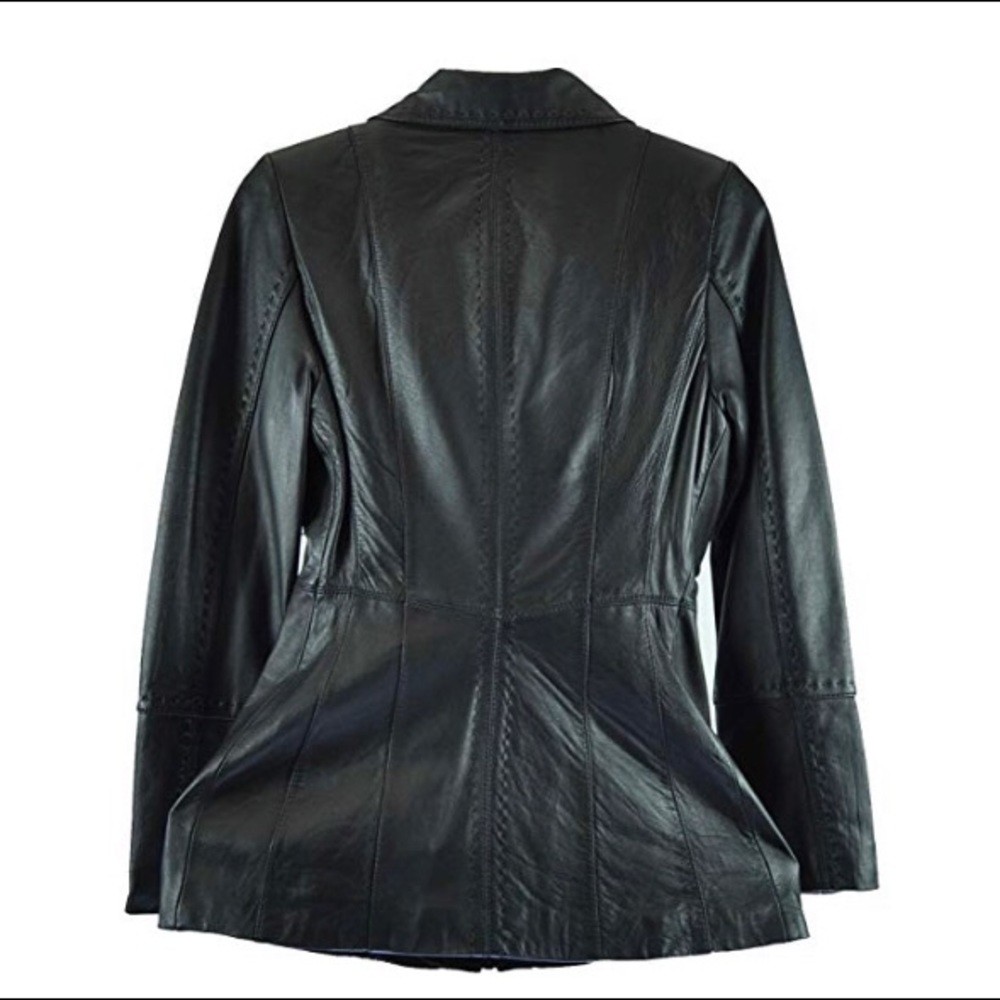 Jones NY scuba Stitched Design Leather Jacket - Picture 3 of 6